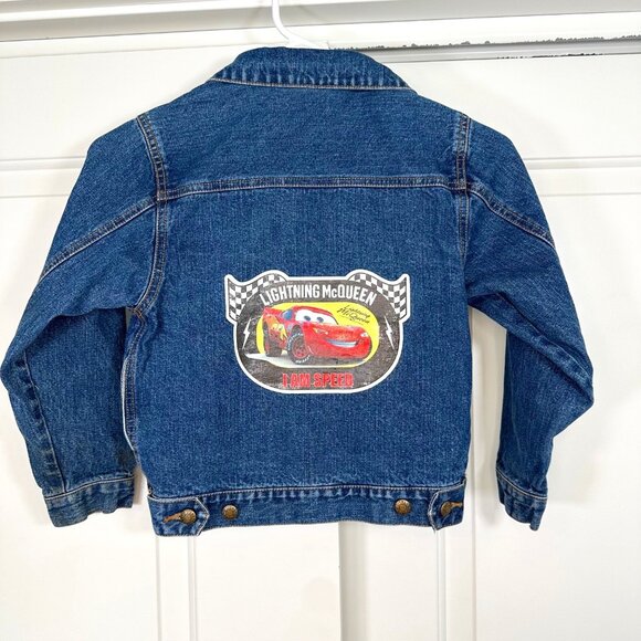 Disney Pixar Cars Lightning McQueen Denim Jacket Small - Picture 1 of 12